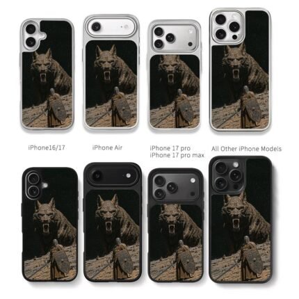 Knight vs giant wolf starry scene Chris Brown Phone Case Black Electroplated Silver For Iphone 11 To 17