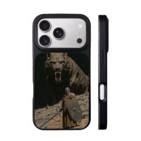 Knight vs giant wolf starry scene iPhone 17 Pro Max Black Case