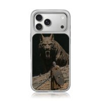 Knight vs giant wolf starry scene iPhone 17 Pro Max Electroplated Silver Case1