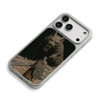 Knight vs giant wolf starry scene iPhone 17 Pro Max Electroplated Silver Case2
