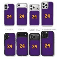 Kobe 24 gold purple Lakers Chris Brown Phone Case Black Electroplated Silver For Iphone 11 To 17