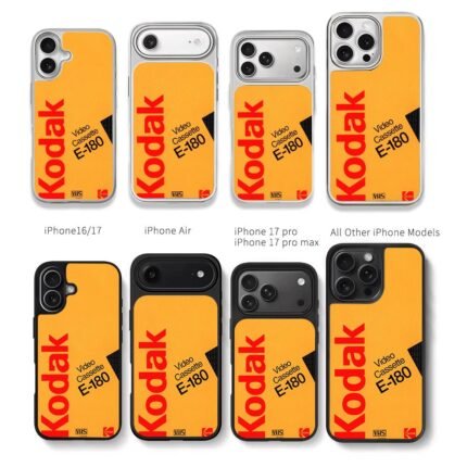Kodak E180 VHS videocassette label Chris Brown Phone Case Black Electroplated Silver For Iphone 11 To 17