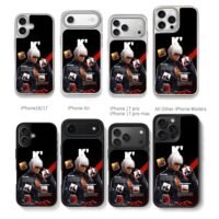 KOF K cool anime fighter artwork Chris Brown Phone Case Black Electroplated Silver For Iphone 11 To 17