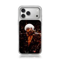KOF K Dash white hair fiery fighter iPhone 17 Pro Max Electroplated Silver Case1