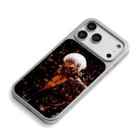KOF K Dash white hair fiery fighter iPhone 17 Pro Max Electroplated Silver Case2