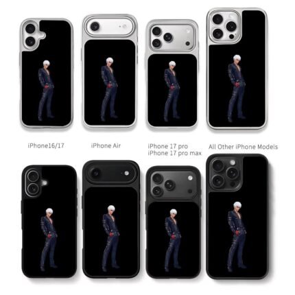 KOF K Dash whitehaired anime guy Chris Brown Phone Case Black Electroplated Silver For Iphone 11 To 17