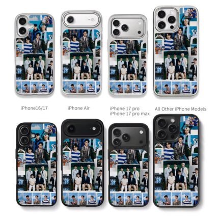 Kpop boy group photo collage Chris Brown Phone Case Black Electroplated Silver For Iphone 11 To 17