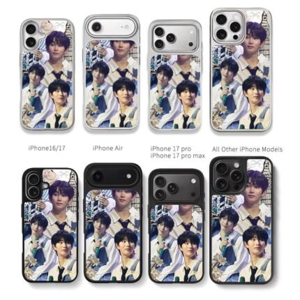 Kpop collage with mic Miffy BigBen Chris Brown Phone Case Black Electroplated Silver For Iphone 11 To 17