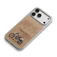 KTM dirt bike Ready To Race mud art iPhone 17 Pro Max Electroplated Silver Case2