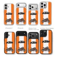 KTM Pitbull Duke orange white strip Chris Brown Phone Case Black Electroplated Silver For Iphone 11 To 17