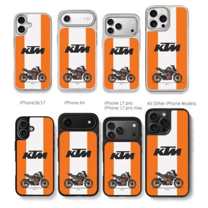 KTM Pitbull Duke orange white strip Chris Brown Phone Case Black Electroplated Silver For Iphone 11 To 17