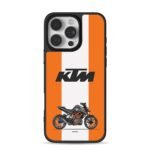 KTM Pitbull Duke orange white strip iPhone 16 Pro Max Black Case