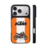 KTM Pitbull Duke orange white strip iPhone 17 Pro Max Black Case