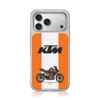 KTM Pitbull Duke orange white strip iPhone 17 Pro Max Electroplated Silver Case1