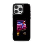 Kung Fury pixel kick on retro grid Phone Case for iPhone 11-17 & Samsung Galaxy S24-S26