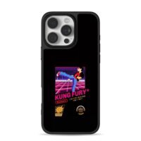 Kung Fury pixel kick on retro grid Phone Case for iPhone 11-17 & Samsung Galaxy S24-S26