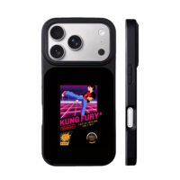 Kung Fury pixel kick on retro grid iPhone 17 Pro Max Black Case