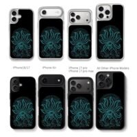 Kurama cyan nine tailed fox print Chris Brown Phone Case Black Electroplated Silver For Iphone 11 To 17