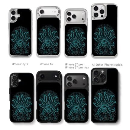 Kurama cyan nine tailed fox print Chris Brown Phone Case Black Electroplated Silver For Iphone 11 To 17
