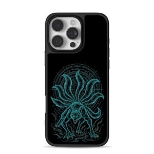 Kurama cyan nine tailed fox print Phone Case for iPhone 11-17 & Samsung Galaxy S24-S26