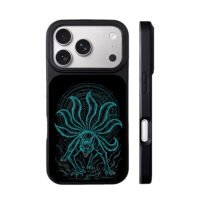 Kurama cyan nine tailed fox print iPhone 17 Pro Max Black Case
