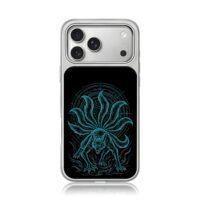 Kurama cyan nine tailed fox print iPhone 17 Pro Max Electroplated Silver Case1
