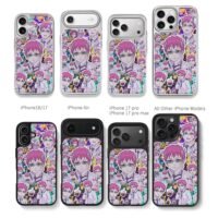 Kusuo Saiki anime sticker collage Chris Brown Phone Case Black Electroplated Silver For Iphone 11 To 17