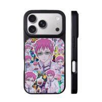 Kusuo Saiki anime sticker collage iPhone 17 Pro Max Black Case