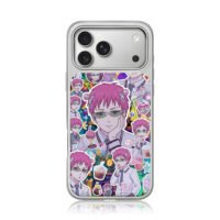 Kusuo Saiki anime sticker collage iPhone 17 Pro Max Electroplated Silver Case1