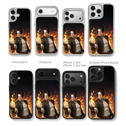 Kyo Kusanagi King of Fighters fire Chris Brown Phone Case Black Electroplated Silver For Iphone 11 To 17