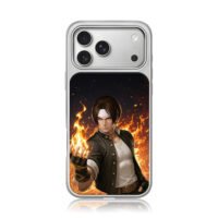 Kyo Kusanagi King of Fighters fire iPhone 17 Pro Max Electroplated Silver Case1