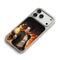 Kyo Kusanagi King of Fighters fire iPhone 17 Pro Max Electroplated Silver Case2