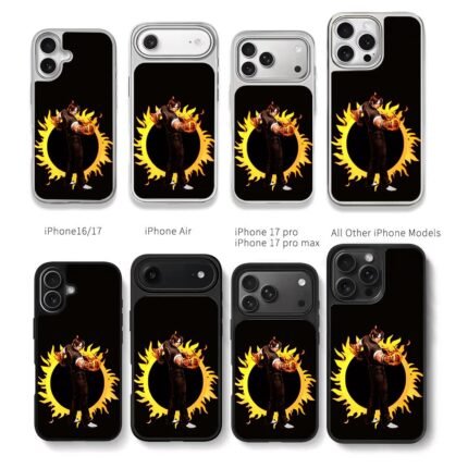 Kyo Kusanagi KOF with fiery halo Chris Brown Phone Case Black Electroplated Silver For Iphone 11 To 17