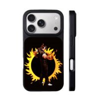 Kyo Kusanagi KOF with fiery halo iPhone 17 Pro Max Black Case