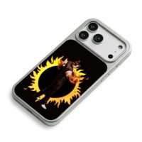Kyo Kusanagi KOF with fiery halo iPhone 17 Pro Max Electroplated Silver Case2