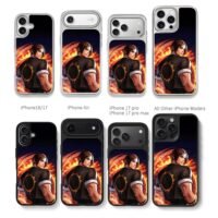 Kyo Kusanagi KOF with fiery ring Chris Brown Phone Case Black Electroplated Silver For Iphone 11 To 17