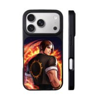 Kyo Kusanagi KOF with fiery ring iPhone 17 Pro Max Black Case