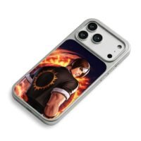 Kyo Kusanagi KOF with fiery ring iPhone 17 Pro Max Electroplated Silver Case2