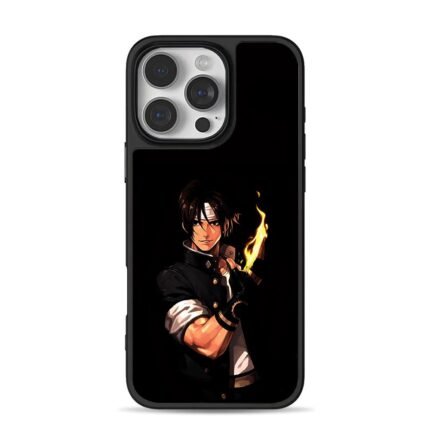 Kyo Kusanagi KoF with flaming fist iPhone 16 Pro Max Black Case