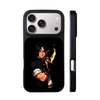 Kyo Kusanagi KoF with flaming fist iPhone 17 Pro Max Black Case