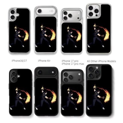 Kyo Kusanagi with fire attack Chris Brown Phone Case Black Electroplated Silver For Iphone 11 To 17