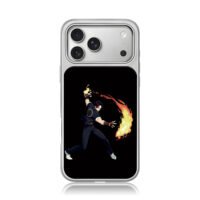 Kyo Kusanagi with fire attack iPhone 17 Pro Max Electroplated Silver Case1