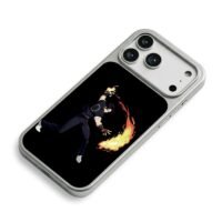 Kyo Kusanagi with fire attack iPhone 17 Pro Max Electroplated Silver Case2