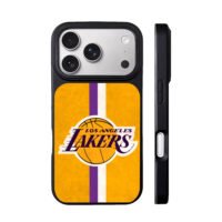 LA Lakers NBA striped logo iPhone 17 Pro Max Black Case