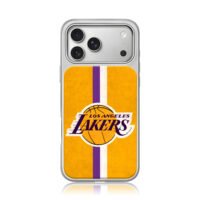 LA Lakers NBA striped logo iPhone 17 Pro Max Electroplated Silver Case1