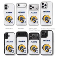 LA Rams NFL helmet and team logo Chris Brown Phone Case Black Electroplated Silver For Iphone 11 To 17
