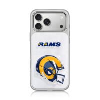 LA Rams NFL helmet and team logo iPhone 17 Pro Max Electroplated Silver Case1