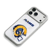 LA Rams NFL helmet and team logo iPhone 17 Pro Max Electroplated Silver Case2