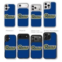 LA Rams NFL team logo blue background Chris Brown Phone Case Black Electroplated Silver For Iphone 11 To 17