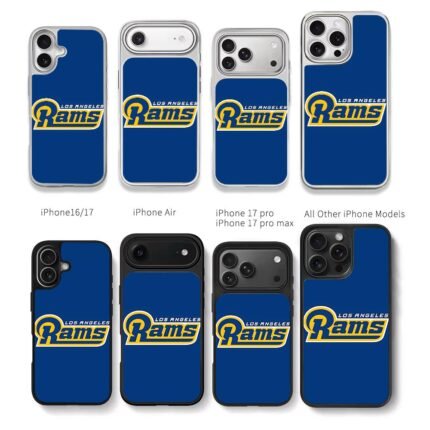 LA Rams NFL team logo blue background Chris Brown Phone Case Black Electroplated Silver For Iphone 11 To 17